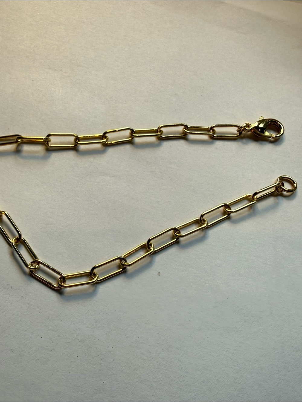 Gold plated 9 inch Paperclip Chain Bracelet - unisex